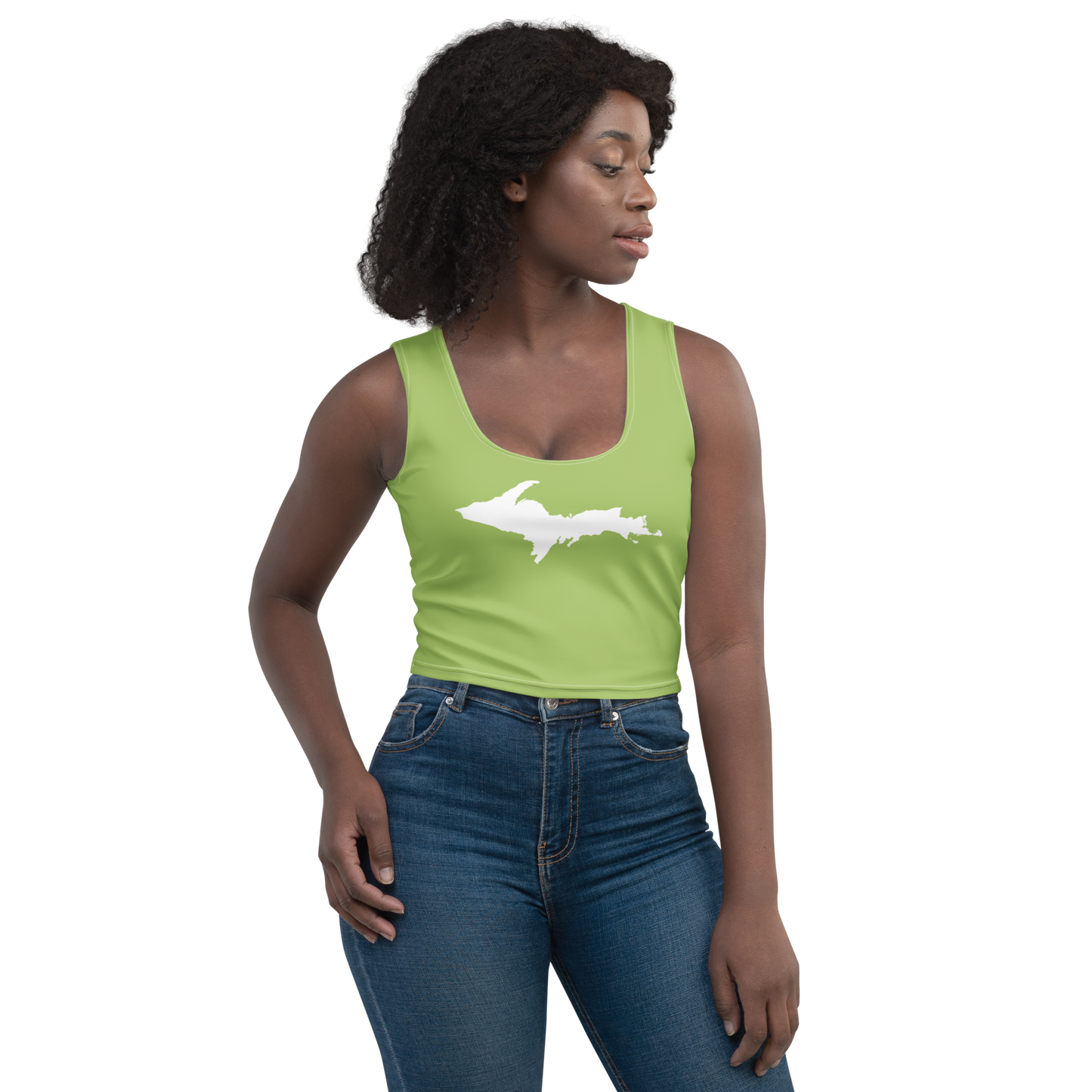 Michigan Upper Peninsula Crop Tank (w/ UP Outline) | Gooseberry Green