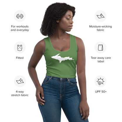 Michigan Upper Peninsula Crop Tank (w/ UP Outline) | Pine Green