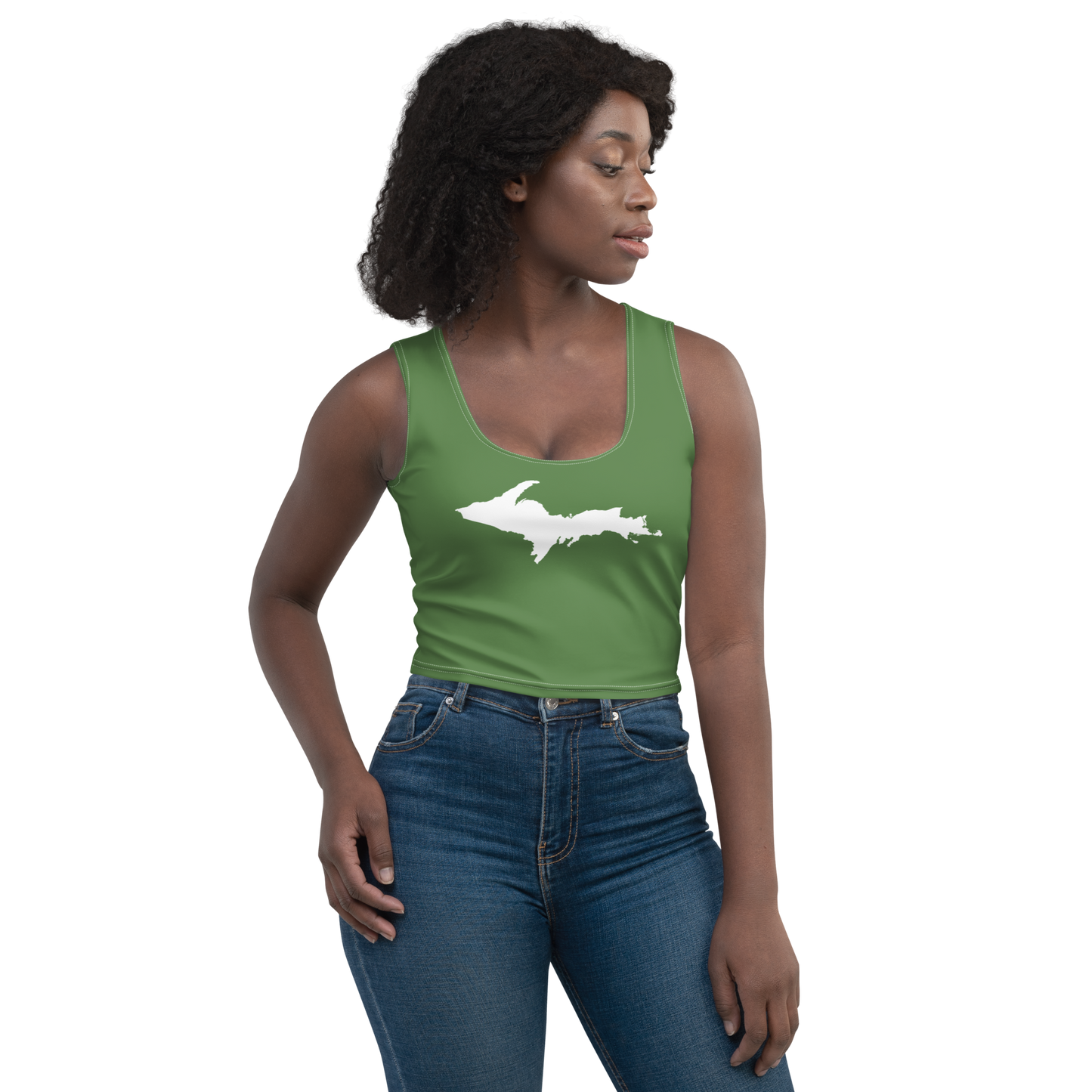 Michigan Upper Peninsula Crop Tank (w/ UP Outline) | Pine Green