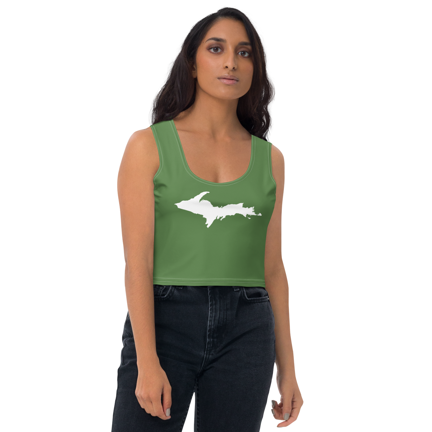 Michigan Upper Peninsula Crop Tank (w/ UP Outline) | Pine Green