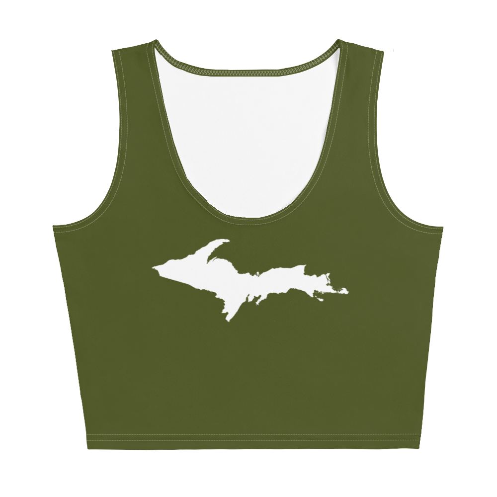 Michigan Upper Peninsula Crop Tank (w/ UP Outline) | Army Green