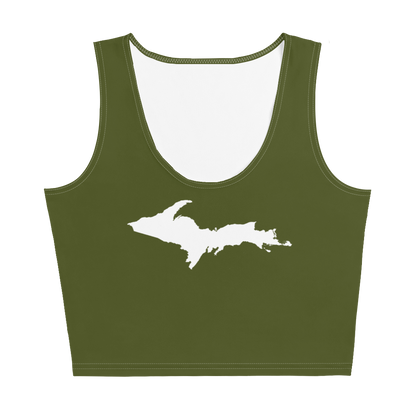 Michigan Upper Peninsula Crop Tank (w/ UP Outline) | Army Green