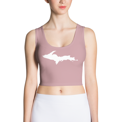 Michigan Upper Peninsula Crop Tank (w/ UP Outline) | Cherry Blossom Pink