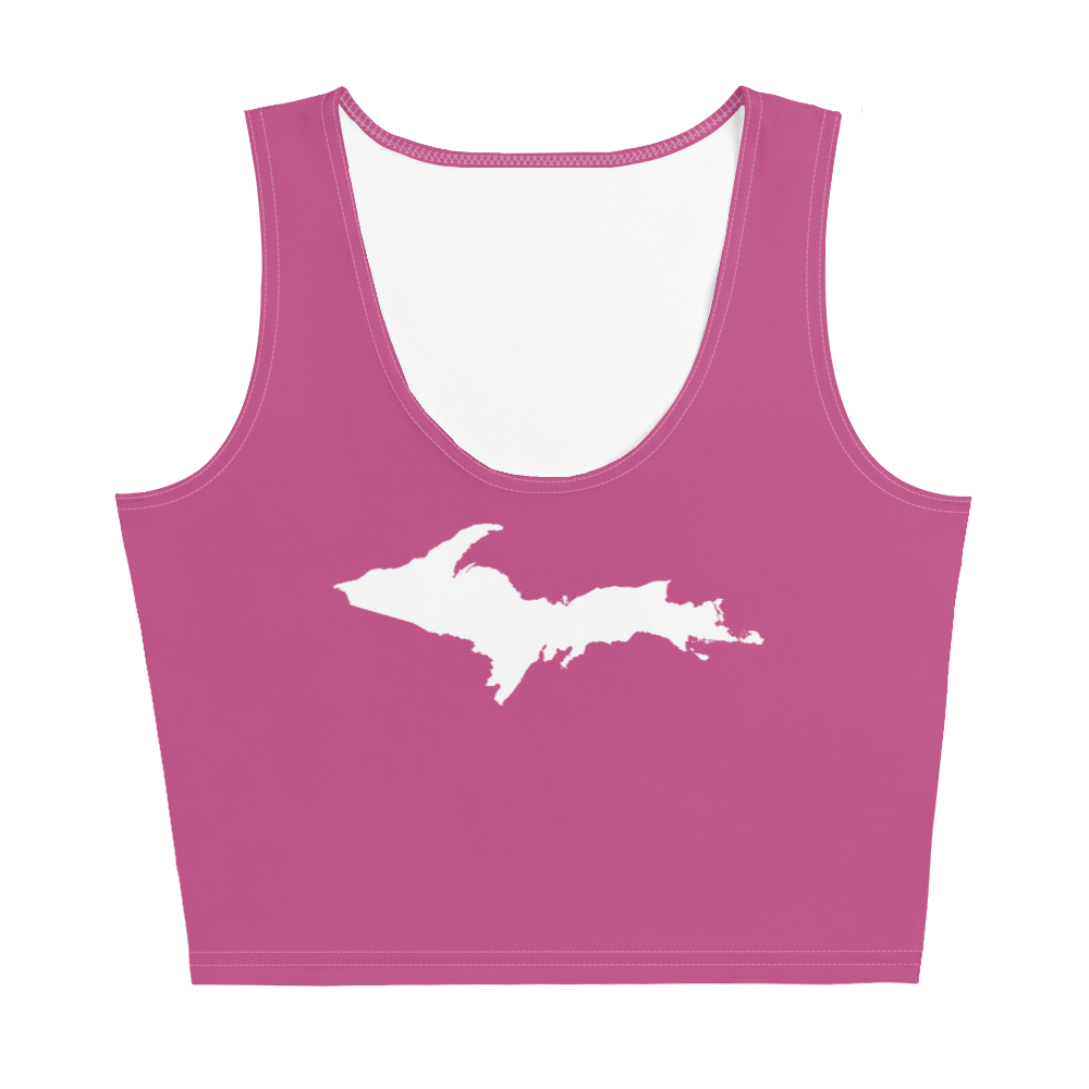 Michigan Upper Peninsula Crop Tank (w/ UP Outline) | Apple Blossom Pink