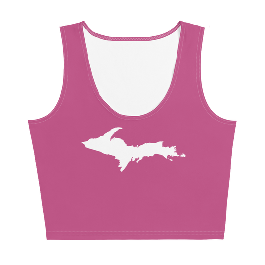 Michigan Upper Peninsula Crop Tank (w/ UP Outline) | Apple Blossom Pink