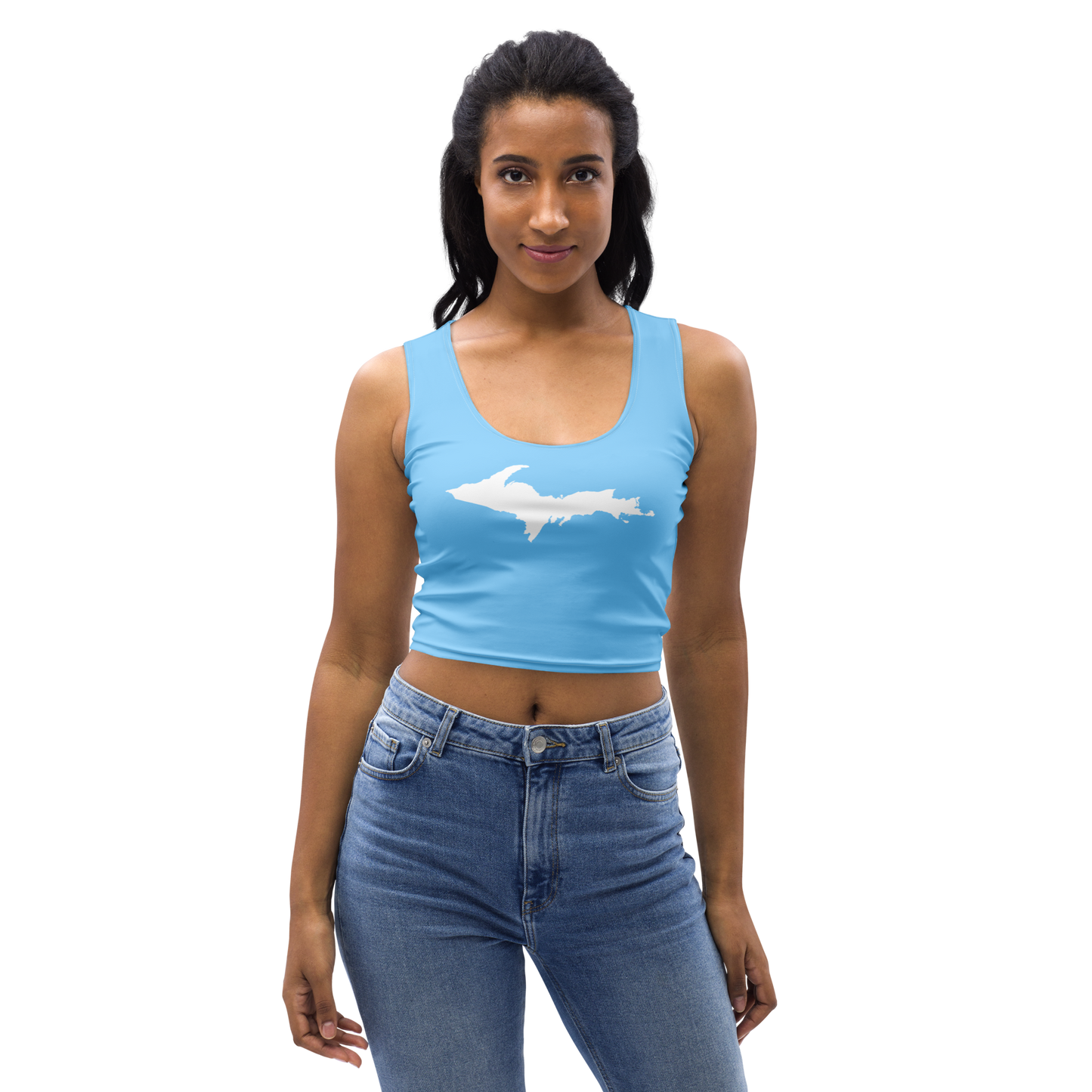 Michigan Upper Peninsula Crop Tank (w/ UP Outline) | DTW Blue