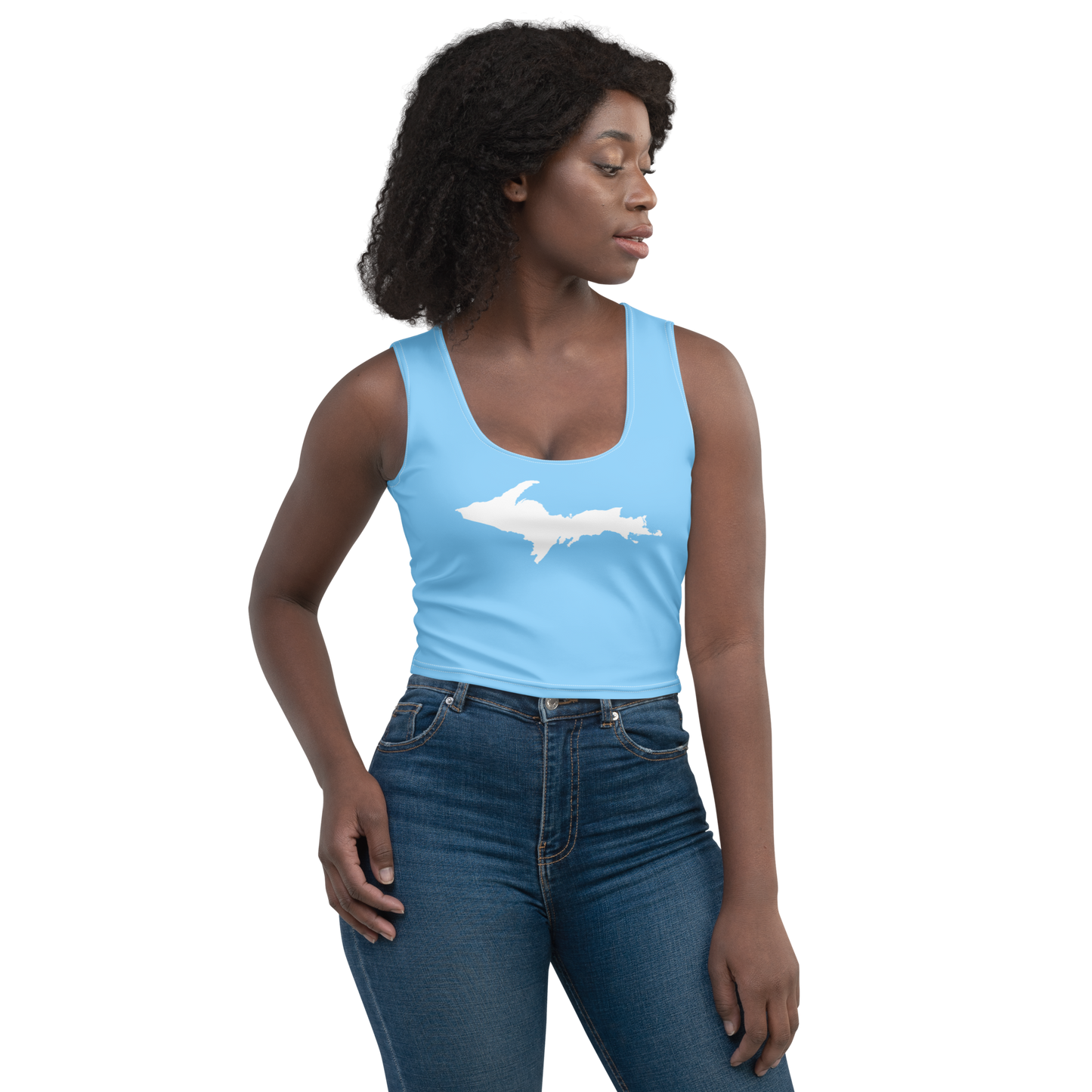 Michigan Upper Peninsula Crop Tank (w/ UP Outline) | DTW Blue