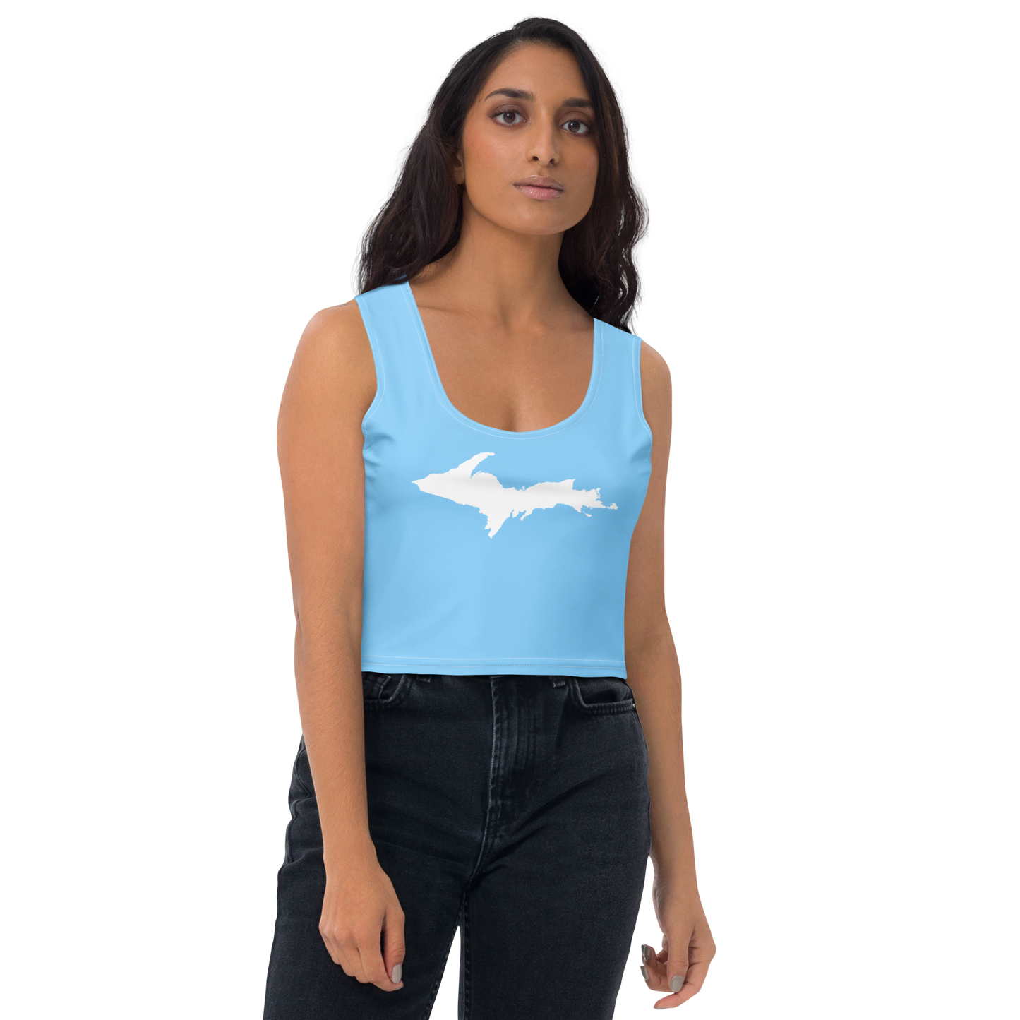 Michigan Upper Peninsula Crop Tank (w/ UP Outline) | DTW Blue