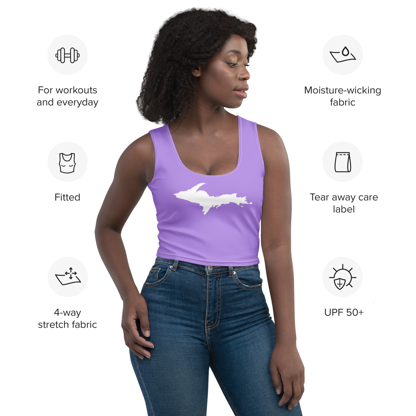 Michigan Upper Peninsula Crop Tank (w/ UP Outline) | Lavender