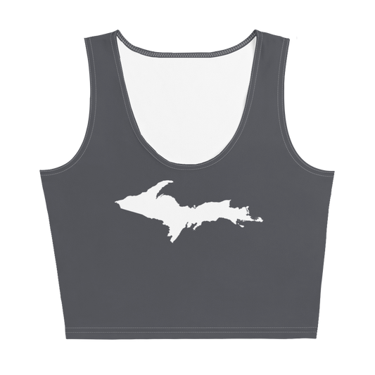 Michigan Upper Peninsula Crop Tank (w/ UP Outline) | Iron Ore Grey