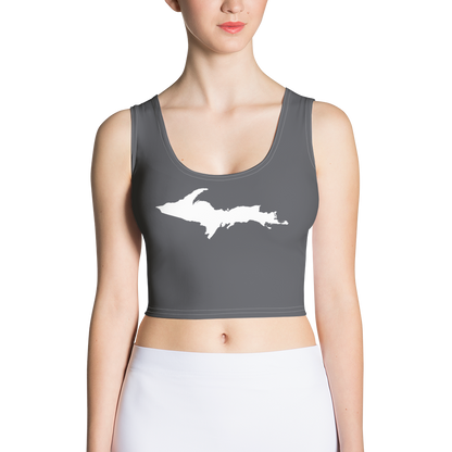 Michigan Upper Peninsula Crop Tank (w/ UP Outline) | Iron Ore Grey