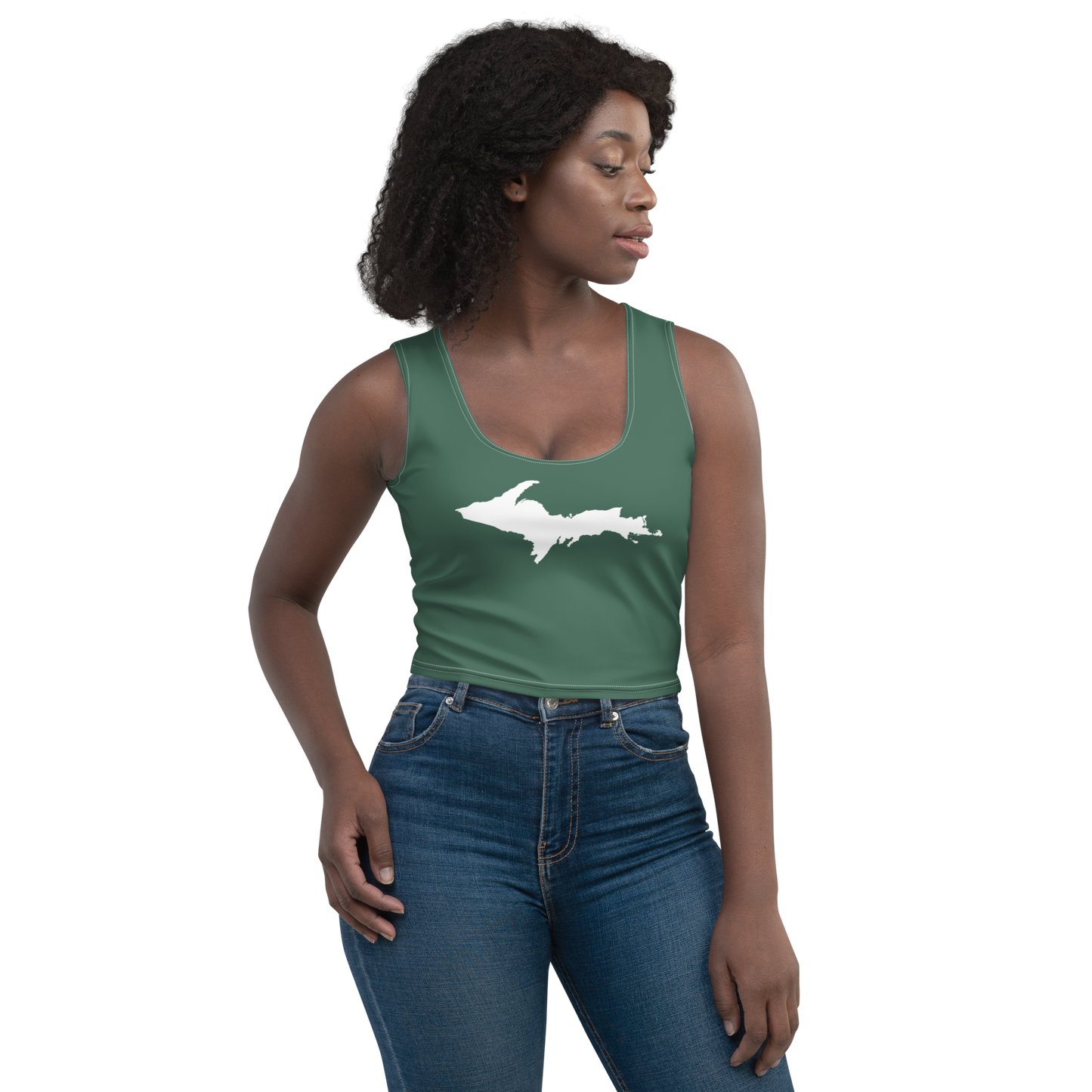 Michigan Upper Peninsula Crop Tank (w/ UP Outline) | Ginger Ale Green