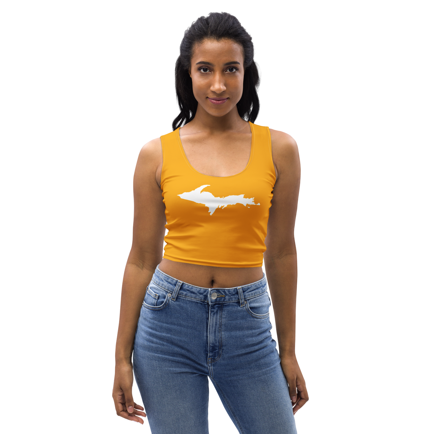 Michigan Upper Peninsula Crop Tank (w/ UP Outline) | Birch Leaf Orange