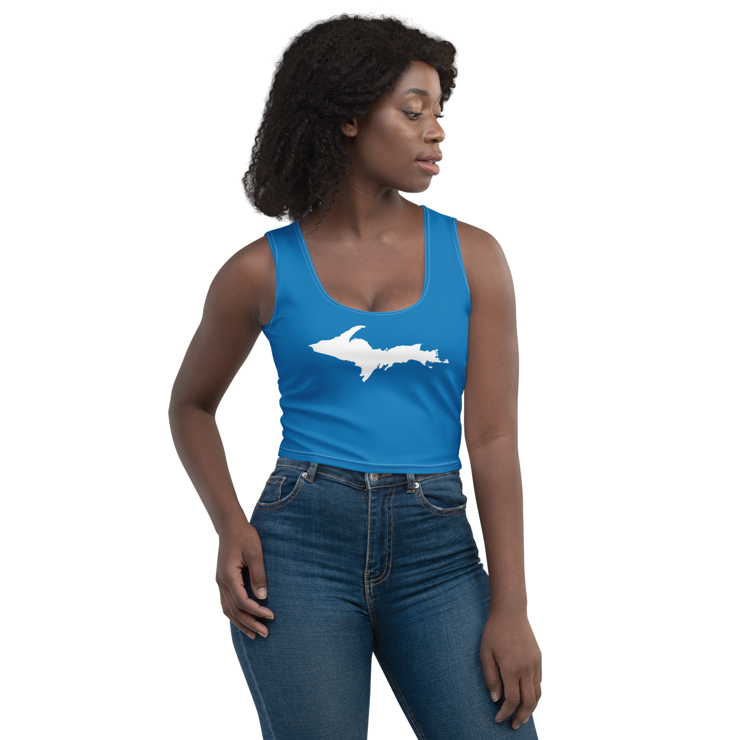 Michigan Upper Peninsula Crop Tank (w/ UP Outline) | Azure