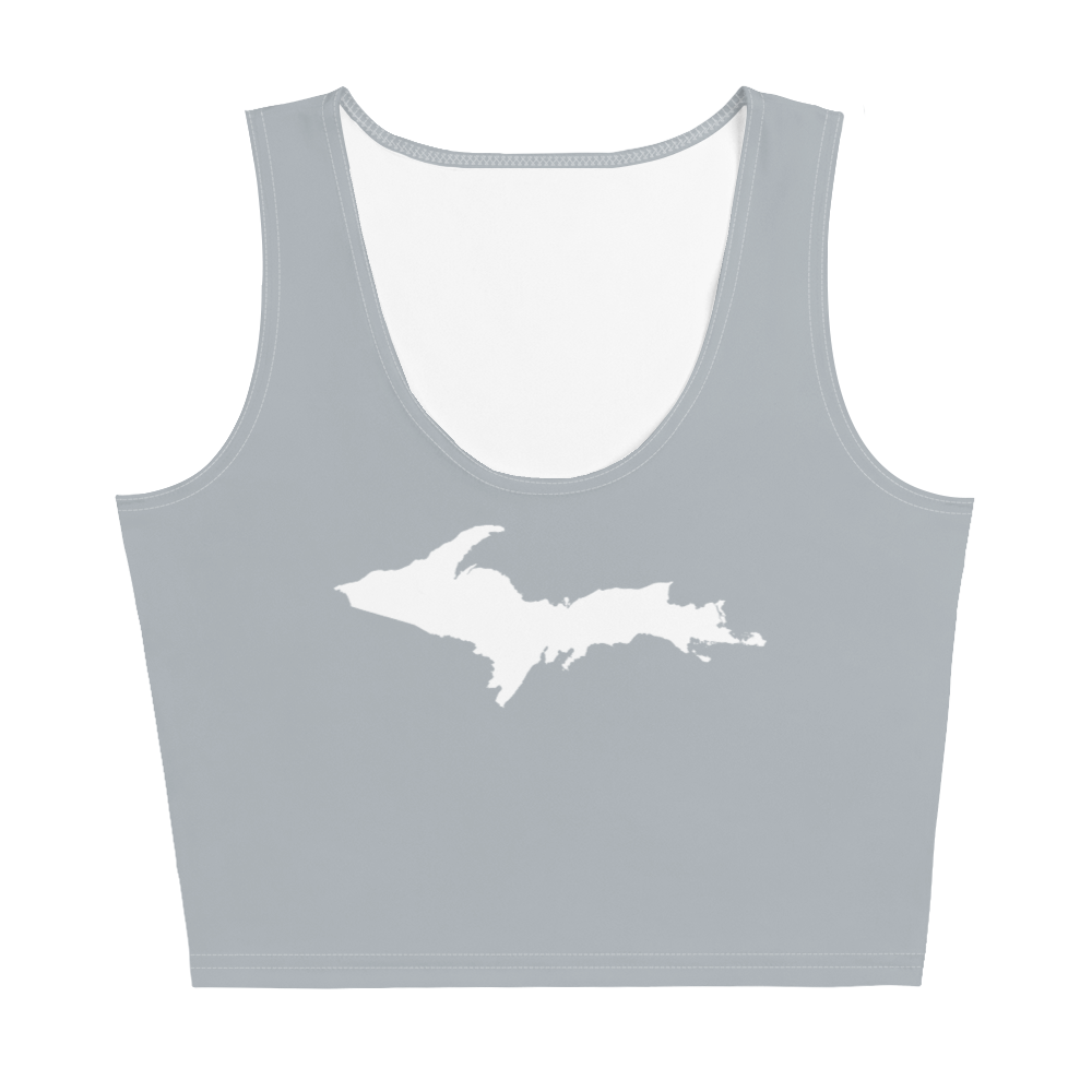 Michigan Upper Peninsula Crop Tank (w/ UP Outline) | Silver