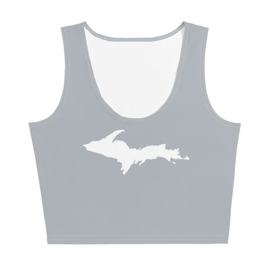 Michigan Upper Peninsula Crop Tank (w/ UP Outline) | Silver