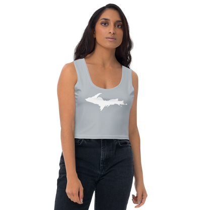 Michigan Upper Peninsula Crop Tank (w/ UP Outline) | Silver