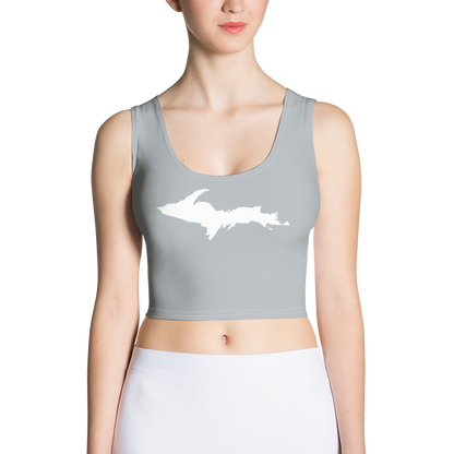 Michigan Upper Peninsula Crop Tank (w/ UP Outline) | Silver