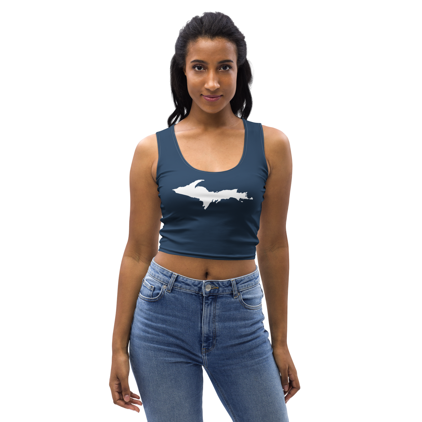 Michigan Upper Peninsula Crop Tank (w/ UP Outline) | Navy