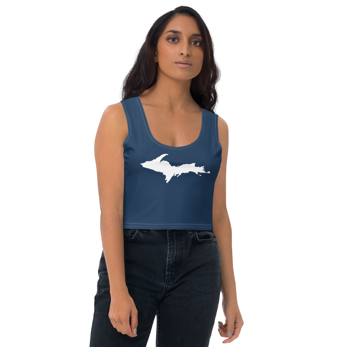 Michigan Upper Peninsula Crop Tank (w/ UP Outline) | Navy