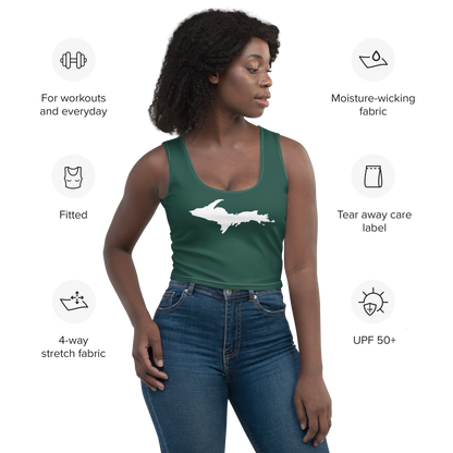 Michigan Upper Peninsula Crop Tank (w/ UP Outline) | Laconic Green