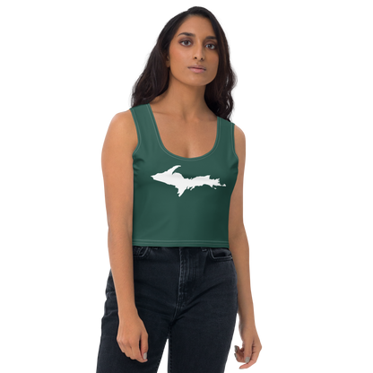 Michigan Upper Peninsula Crop Tank (w/ UP Outline) | Laconic Green