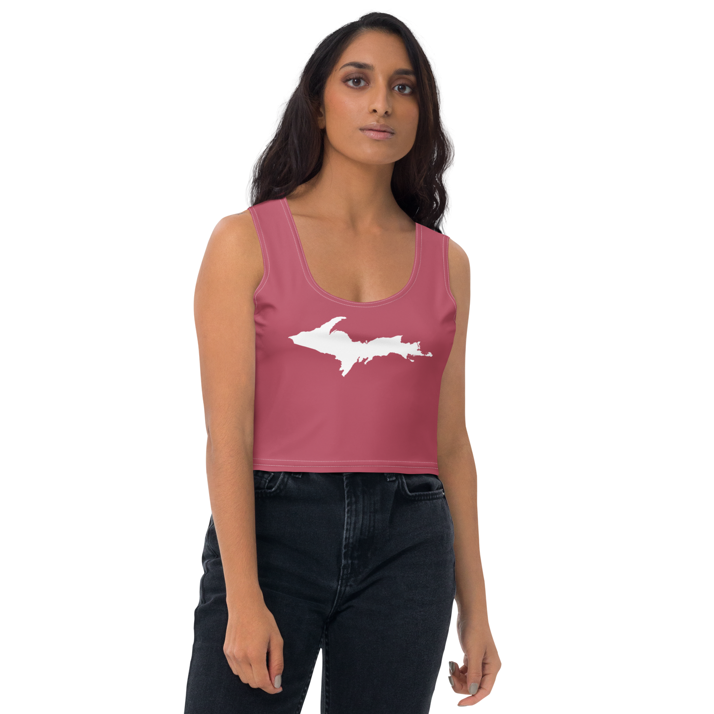 Michigan Upper Peninsula Crop Tank (w/ UP Outline) | Popstar Pink