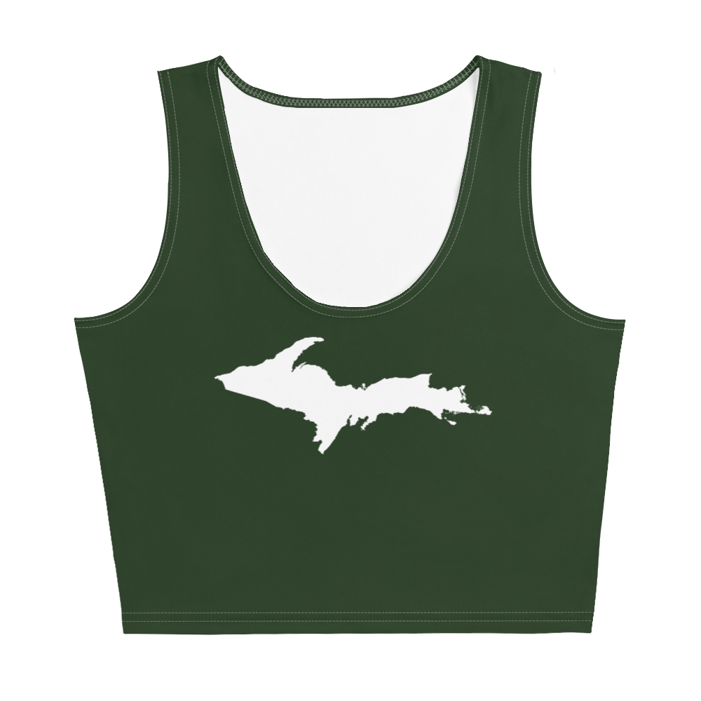 Michigan Upper Peninsula Crop Tank (w/ UP Outline) | Military Green