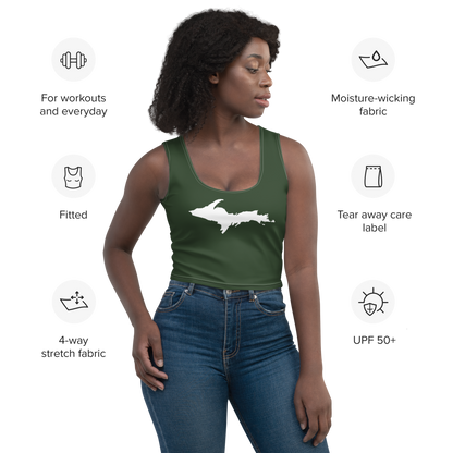 Michigan Upper Peninsula Crop Tank (w/ UP Outline) | Military Green