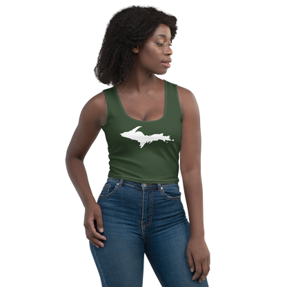 Michigan Upper Peninsula Crop Tank (w/ UP Outline) | Military Green