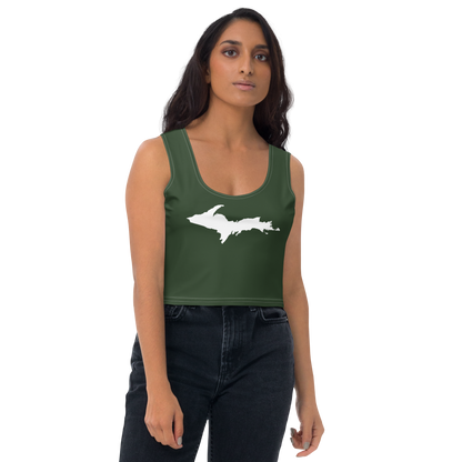 Michigan Upper Peninsula Crop Tank (w/ UP Outline) | Military Green