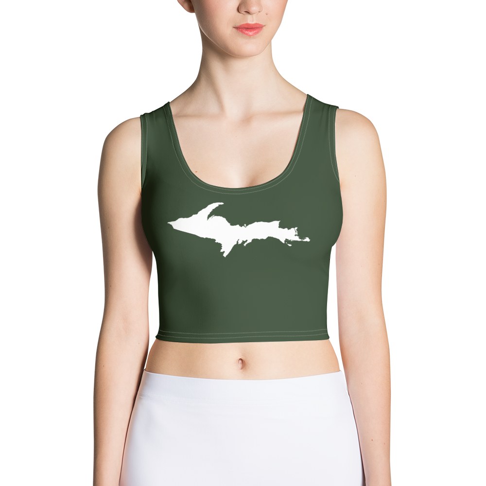 Michigan Upper Peninsula Crop Tank (w/ UP Outline) | Military Green