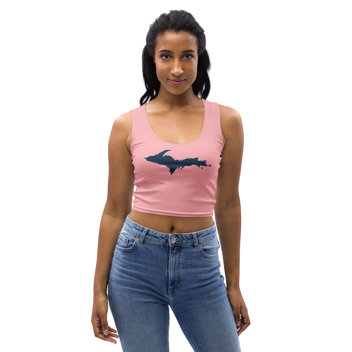 Michigan Upper Peninsula Crop Tank (w/ UP Outline) | Strawberry Pink