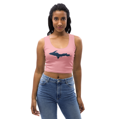 Michigan Upper Peninsula Crop Tank (w/ UP Outline) | Strawberry Pink