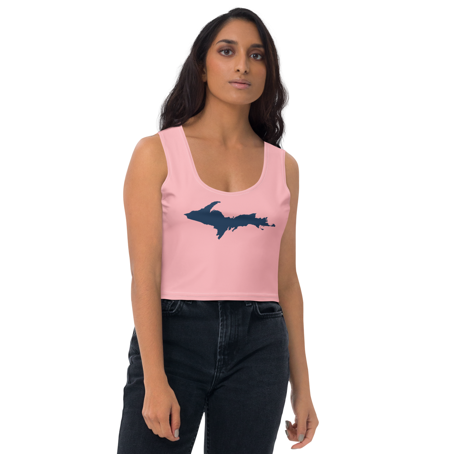 Michigan Upper Peninsula Crop Tank (w/ UP Outline) | Strawberry Pink