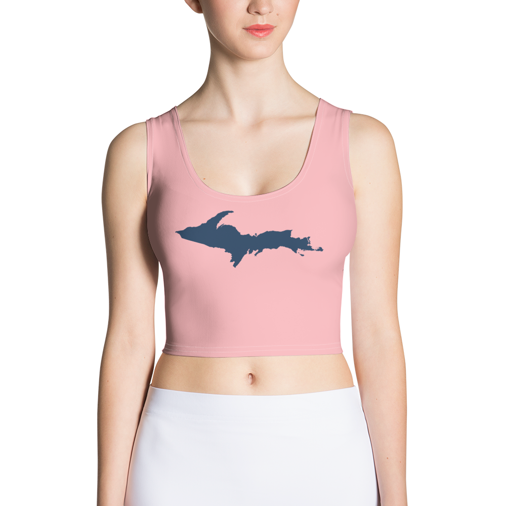 Michigan Upper Peninsula Crop Tank (w/ UP Outline) | Strawberry Pink