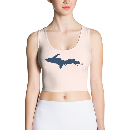 Michigan Upper Peninsula Crop Tank (w/ UP Outline) | Champagne Pink