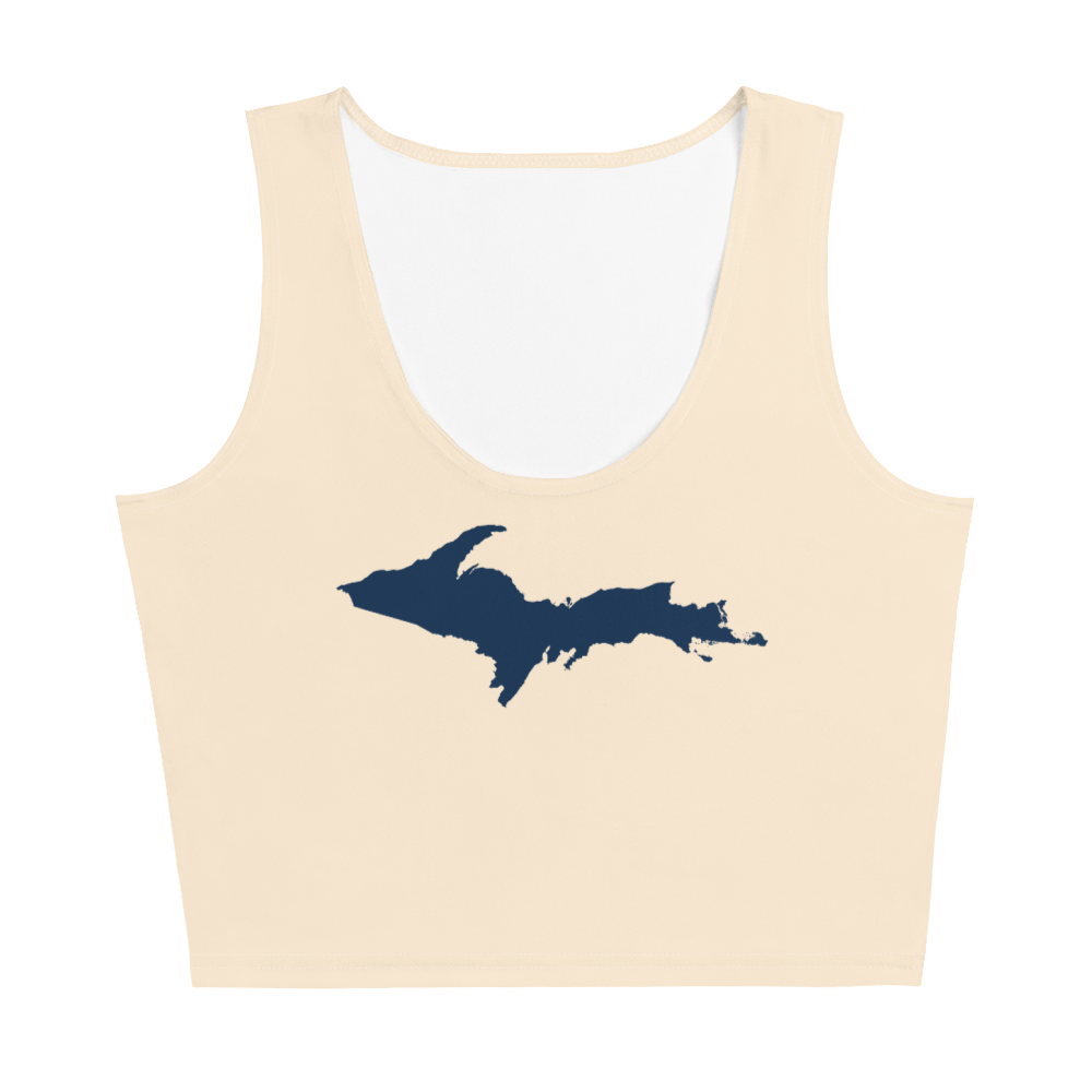 Michigan Upper Peninsula Crop Tank (w/ UP Outline) | Champagne White