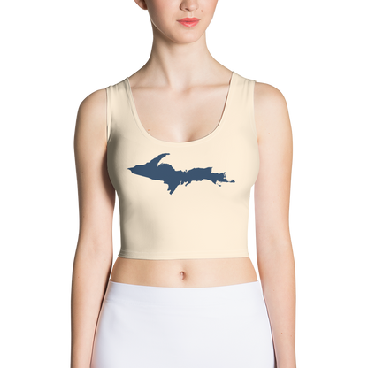 Michigan Upper Peninsula Crop Tank (w/ UP Outline) | Champagne White