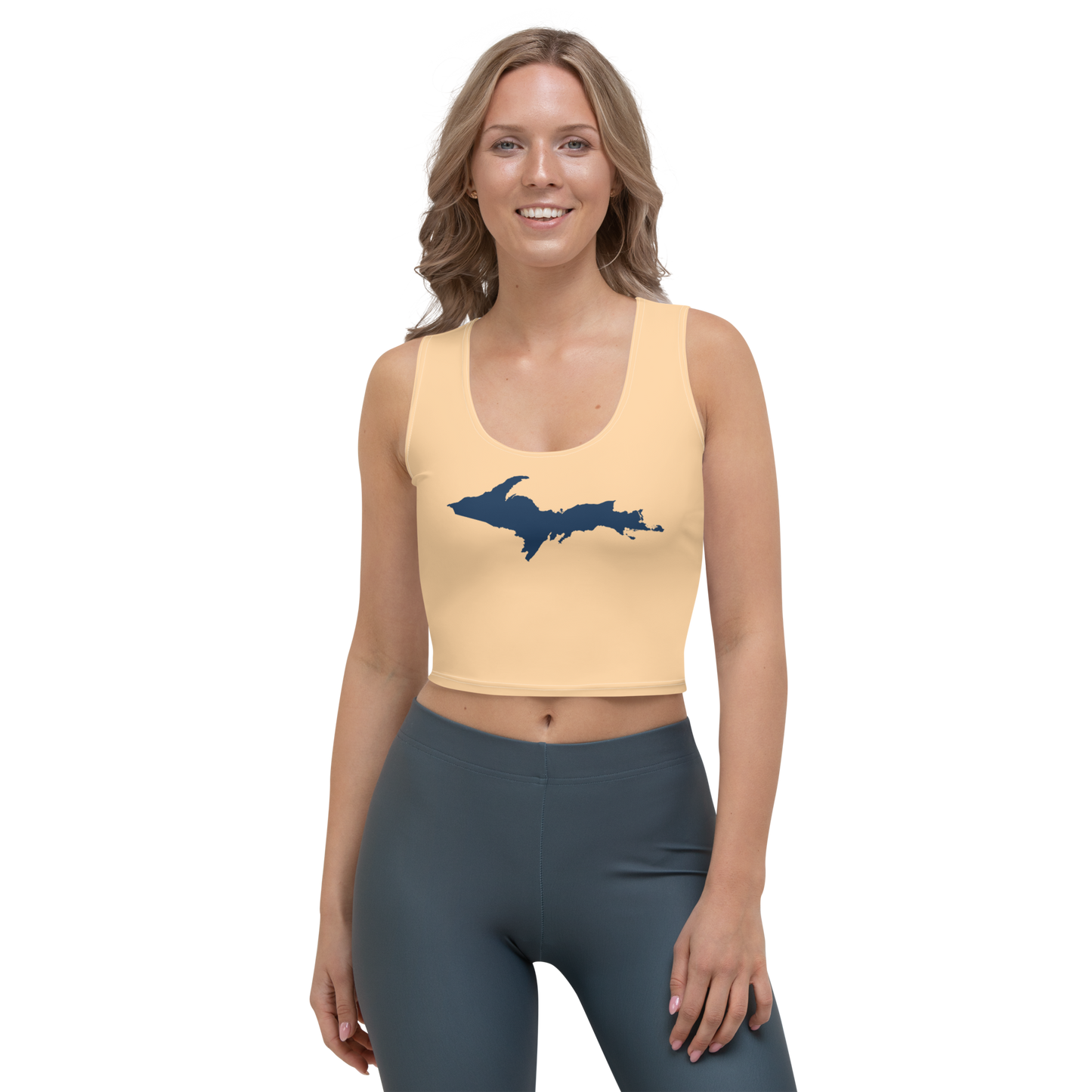 Michigan Upper Peninsula Crop Tank (w/ UP Outline) | Pale Apricot