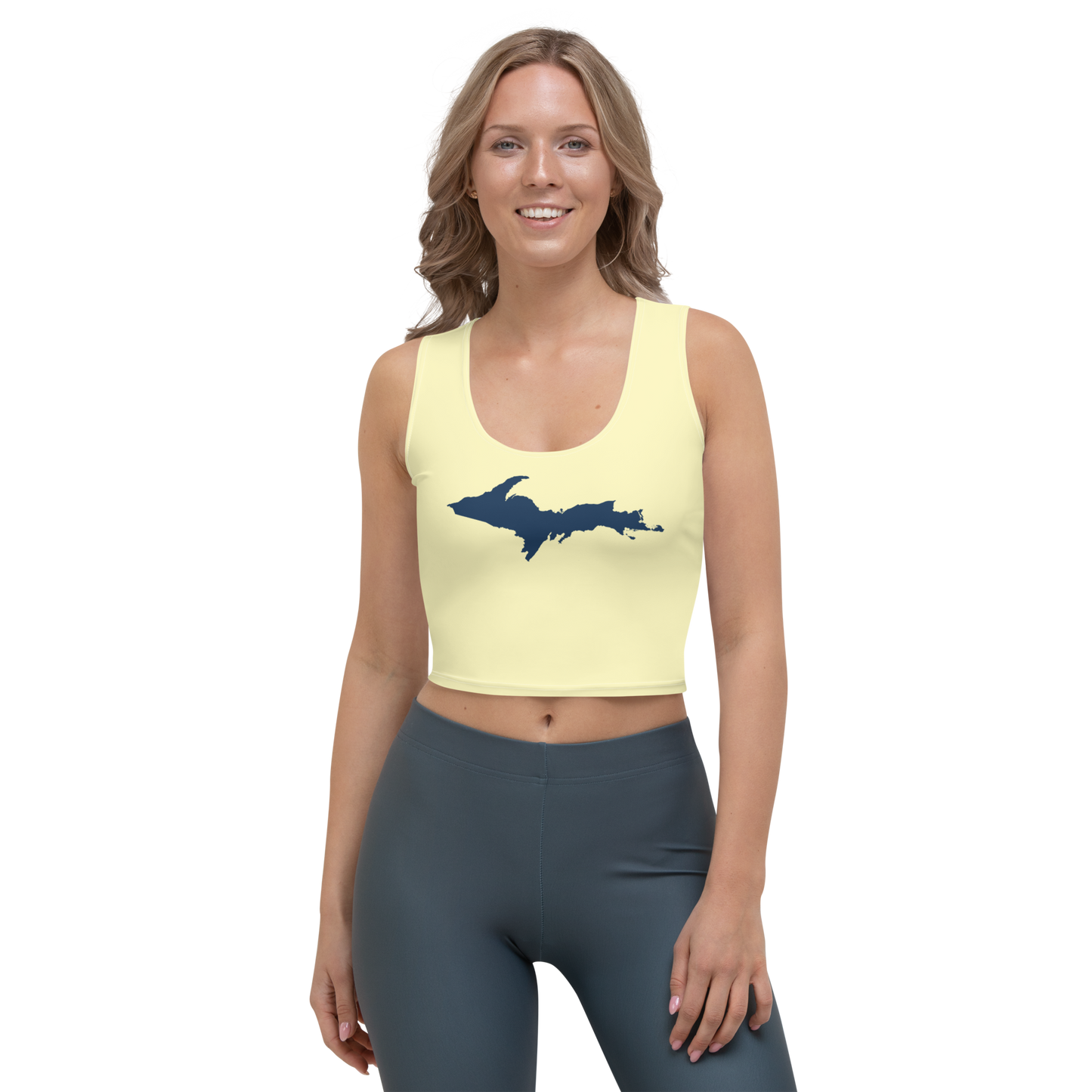 Michigan Upper Peninsula Crop Tank (w/ UP Outline) | Canary Yellow