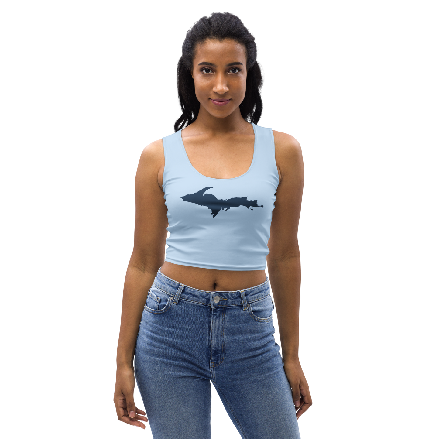 Michigan Upper Peninsula Crop Tank (w/ UP Outline) | Light Blue