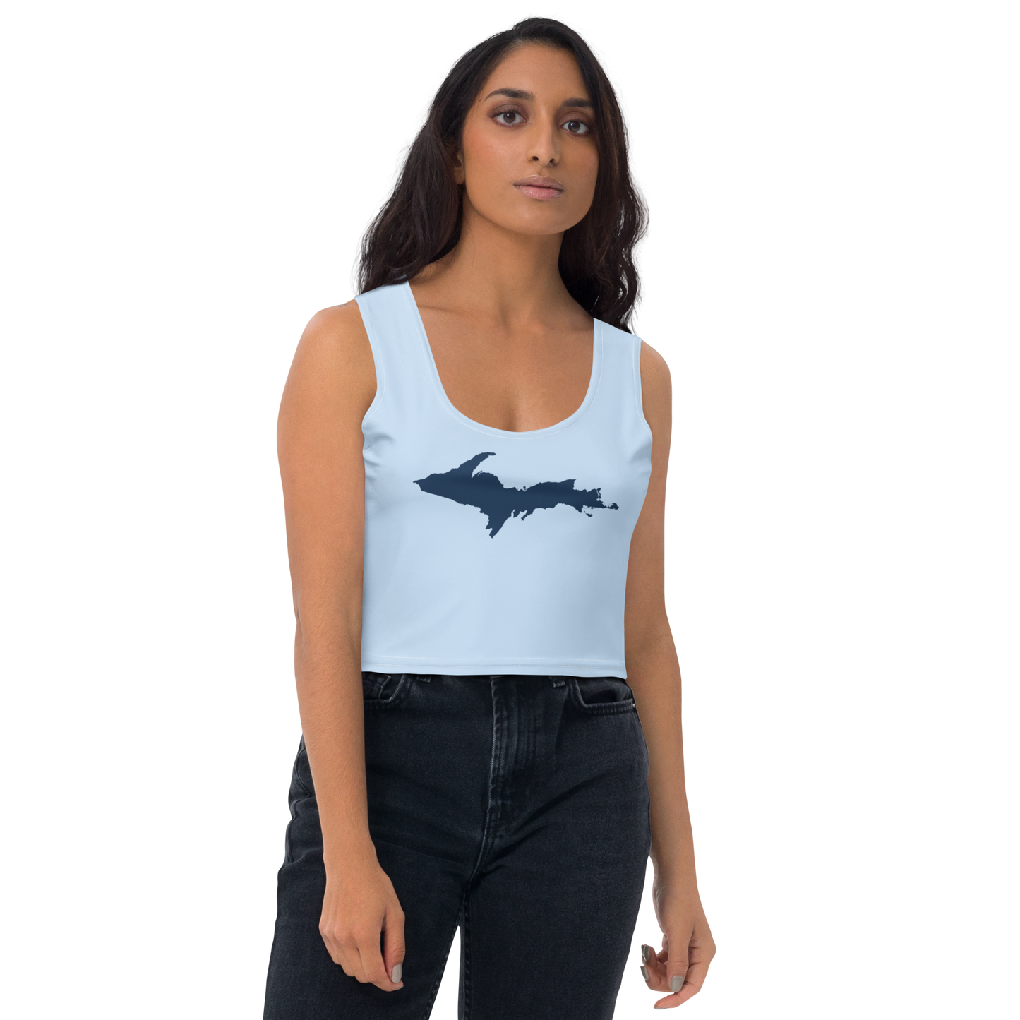 Michigan Upper Peninsula Crop Tank (w/ UP Outline) | Light Blue