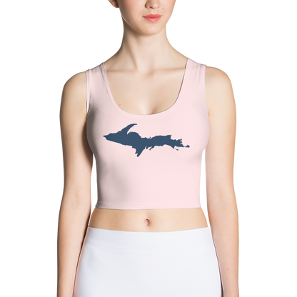 Michigan Upper Peninsula Crop Tank (w/ UP Outline) | Pale Pink