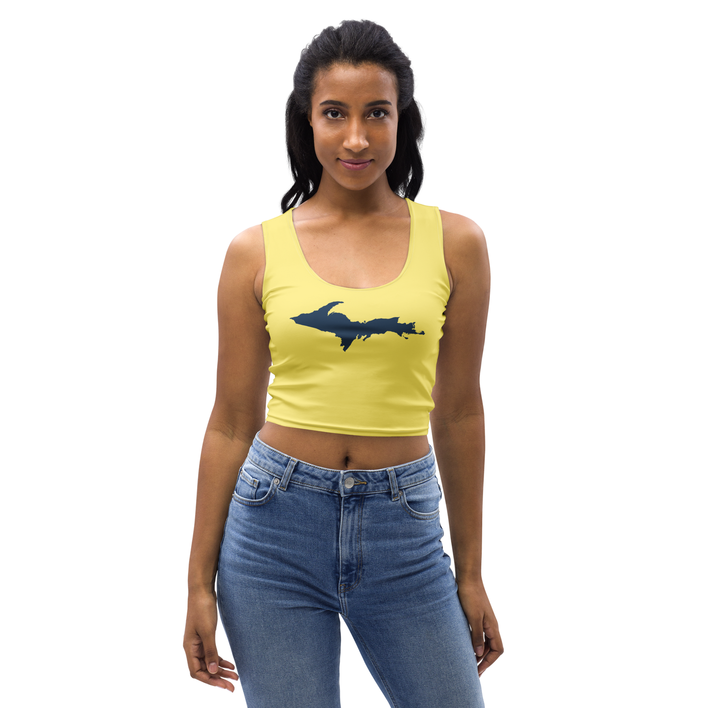 Michigan Upper Peninsula Crop Tank (w/ UP Outline) | Cherry Yellow