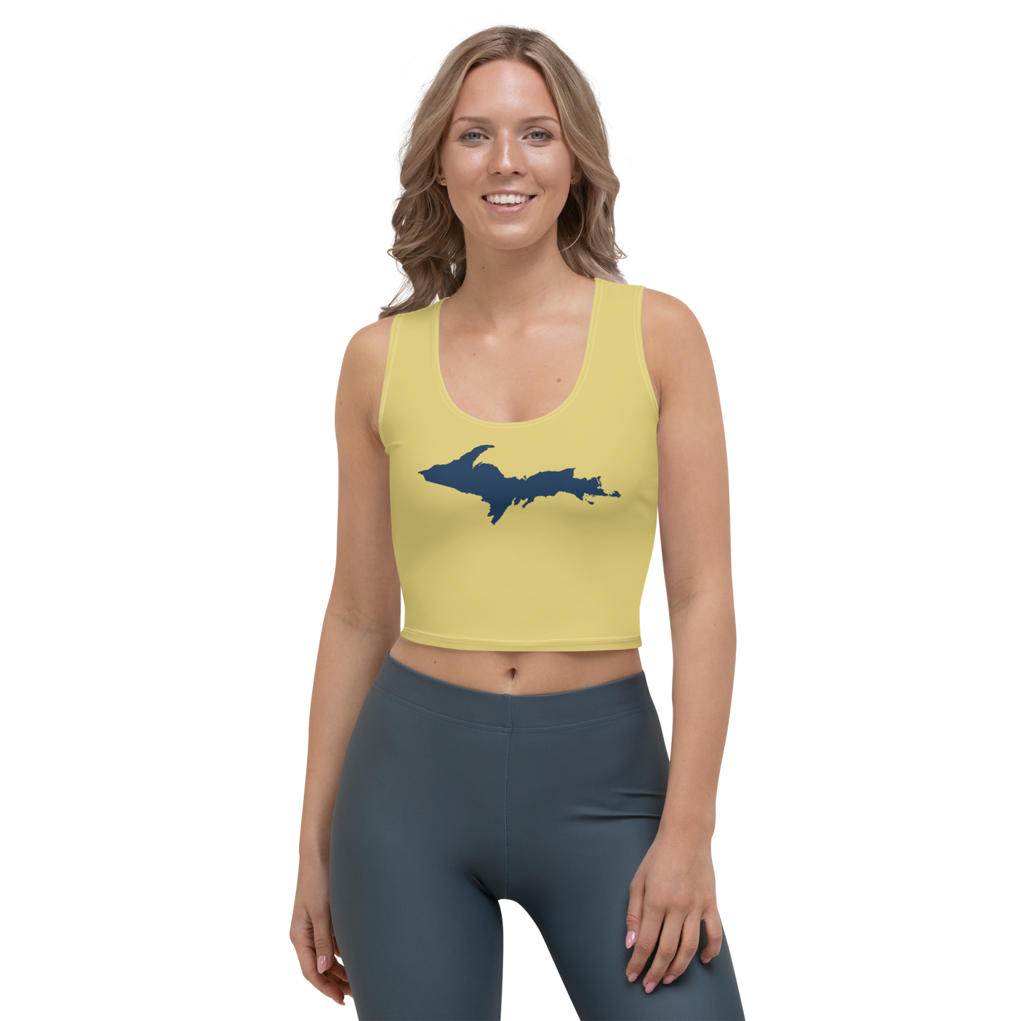 Michigan Upper Peninsula Crop Tank (w/ UP Outline) | Plum Yellow