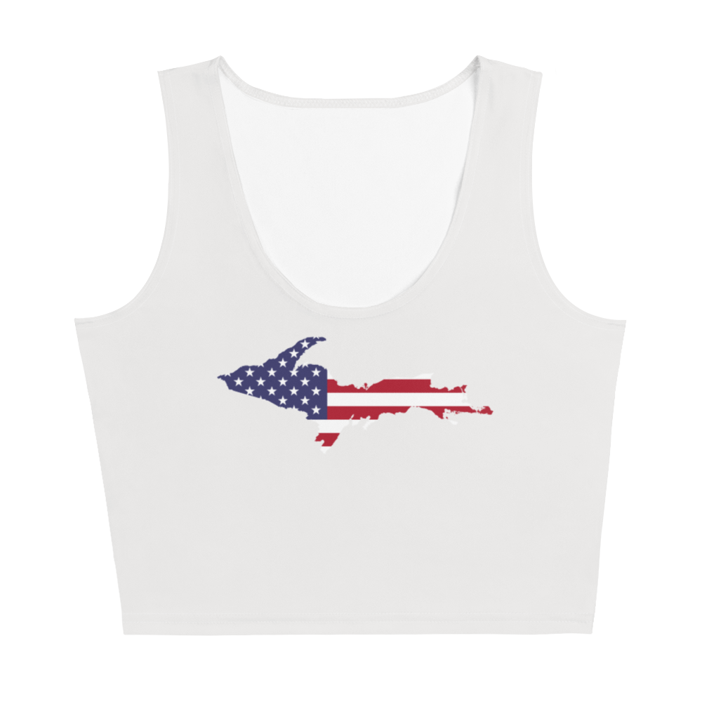 Michigan Upper Peninsula Crop Tank (w/ UP USA Flag) | Birch Bark White