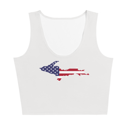 Michigan Upper Peninsula Crop Tank (w/ UP USA Flag) | Birch Bark White