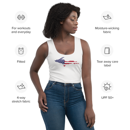 Michigan Upper Peninsula Crop Tank (w/ UP USA Flag) | Birch Bark White