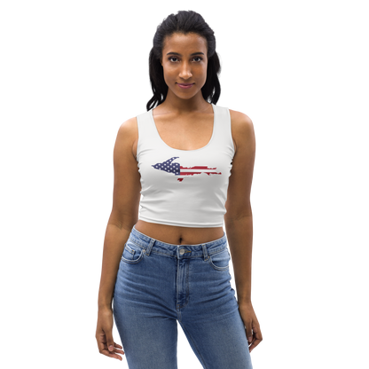 Michigan Upper Peninsula Crop Tank (w/ UP USA Flag) | Birch Bark White